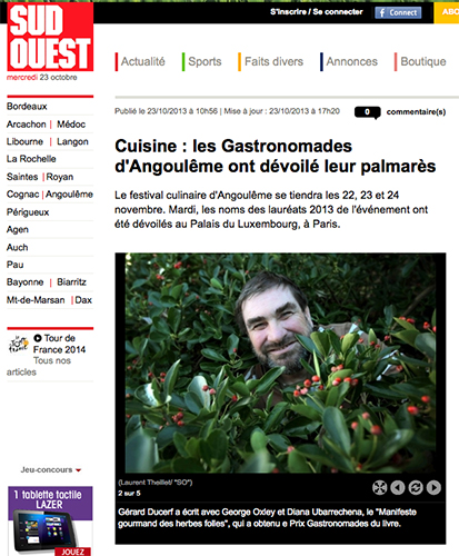 Manifeste Gourmand des Herbes Folles meilleur livre de cuisine 2013